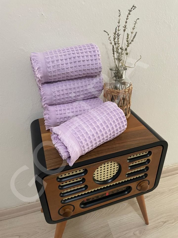 Gohiba Waffle Model Özel Dokulu El Havlusu ve Yüz Havlusu krem