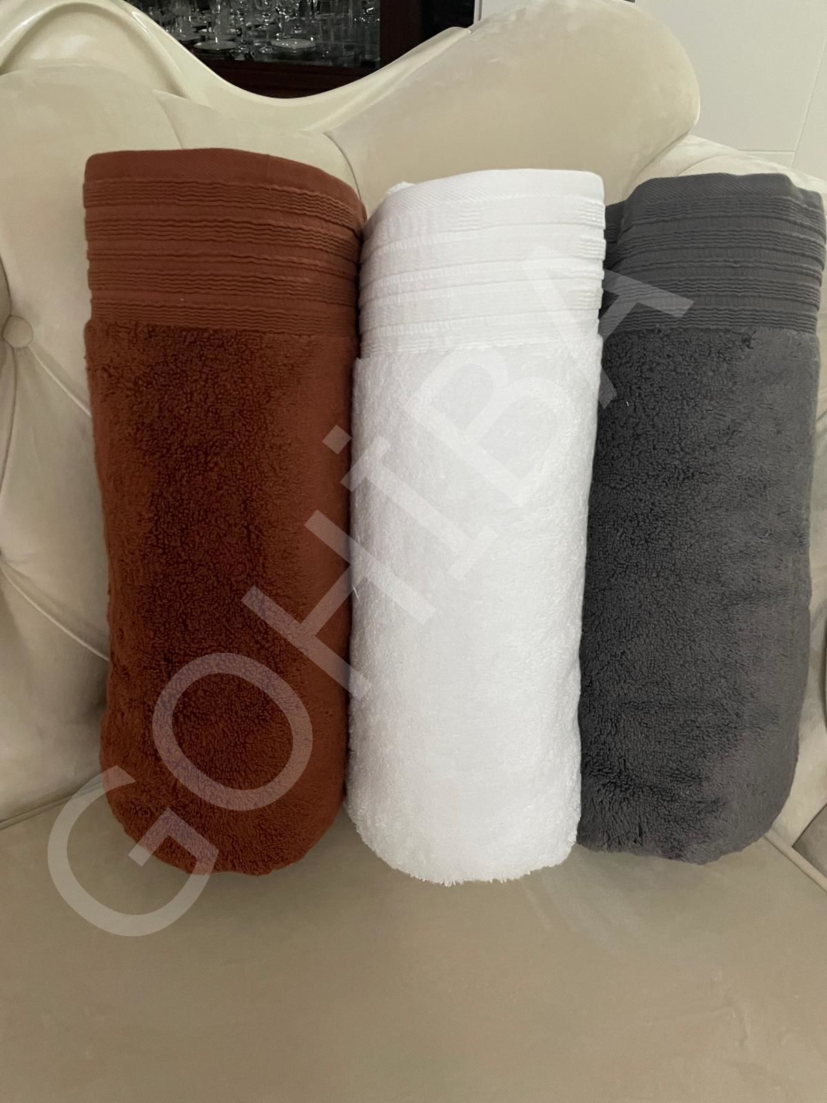 Wellsoft Fluffy Pamuklu Şerit Detaylı Pamuklu Havlu GRİ