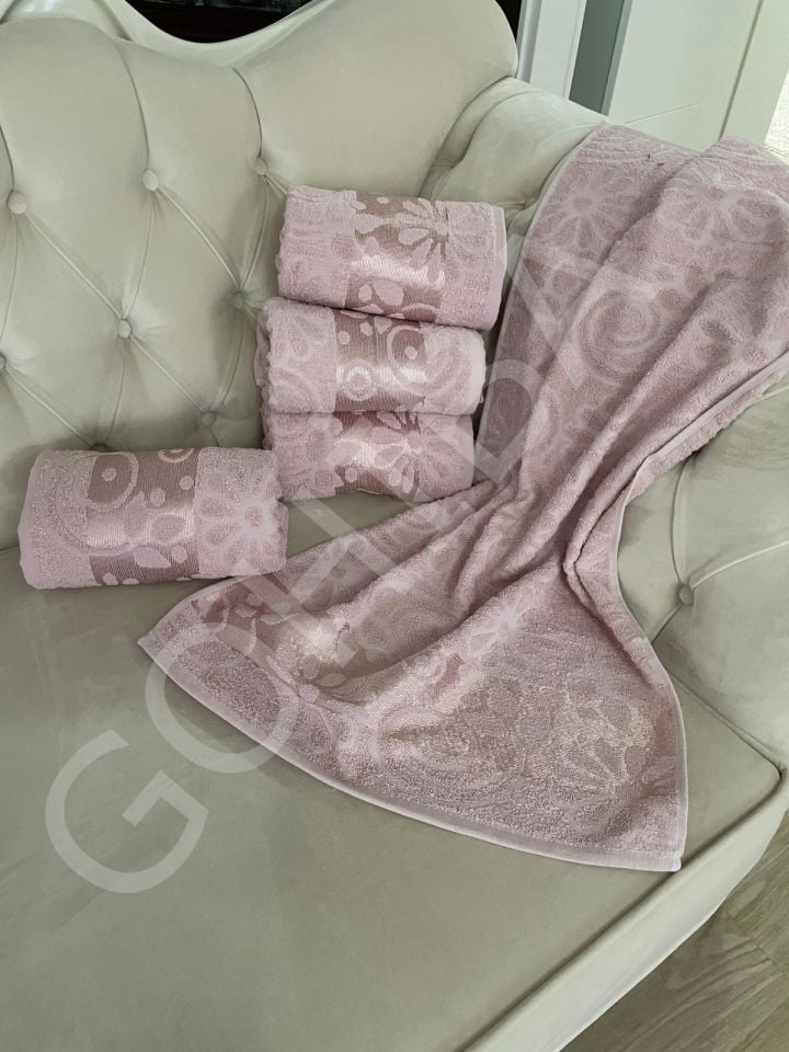 Flower Jakarlı %100 Pamuklu Dokuma El ve Yüz Havlusu yeşil
