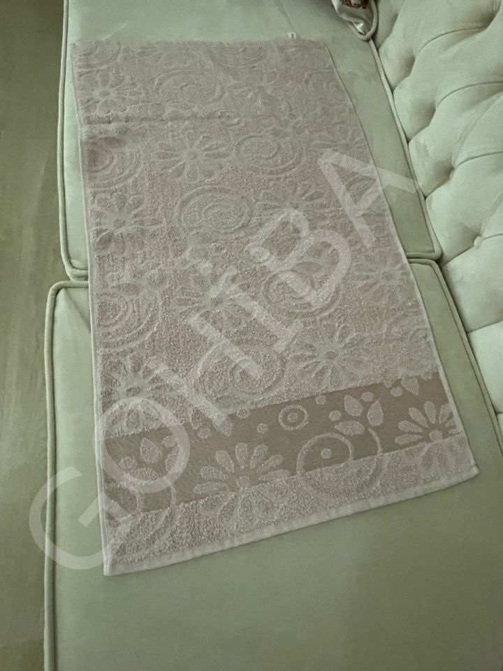 Flower Jakarlı %100 Pamuklu Dokuma El ve Yüz Havlusu yeşil