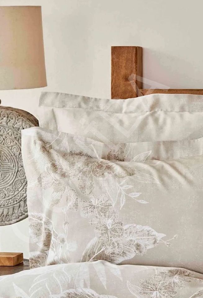 Karaca Home Nature Bej Saten %100 Pamuk Çift Kişilik Nevresim Takımı