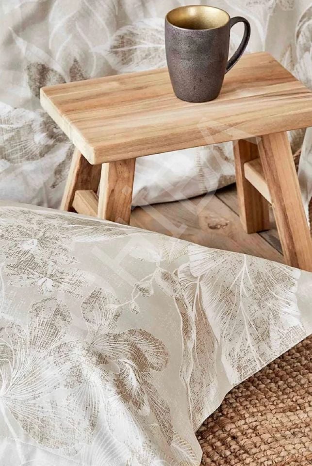 Karaca Home Nature Bej Saten %100 Pamuk Çift Kişilik Nevresim Takımı