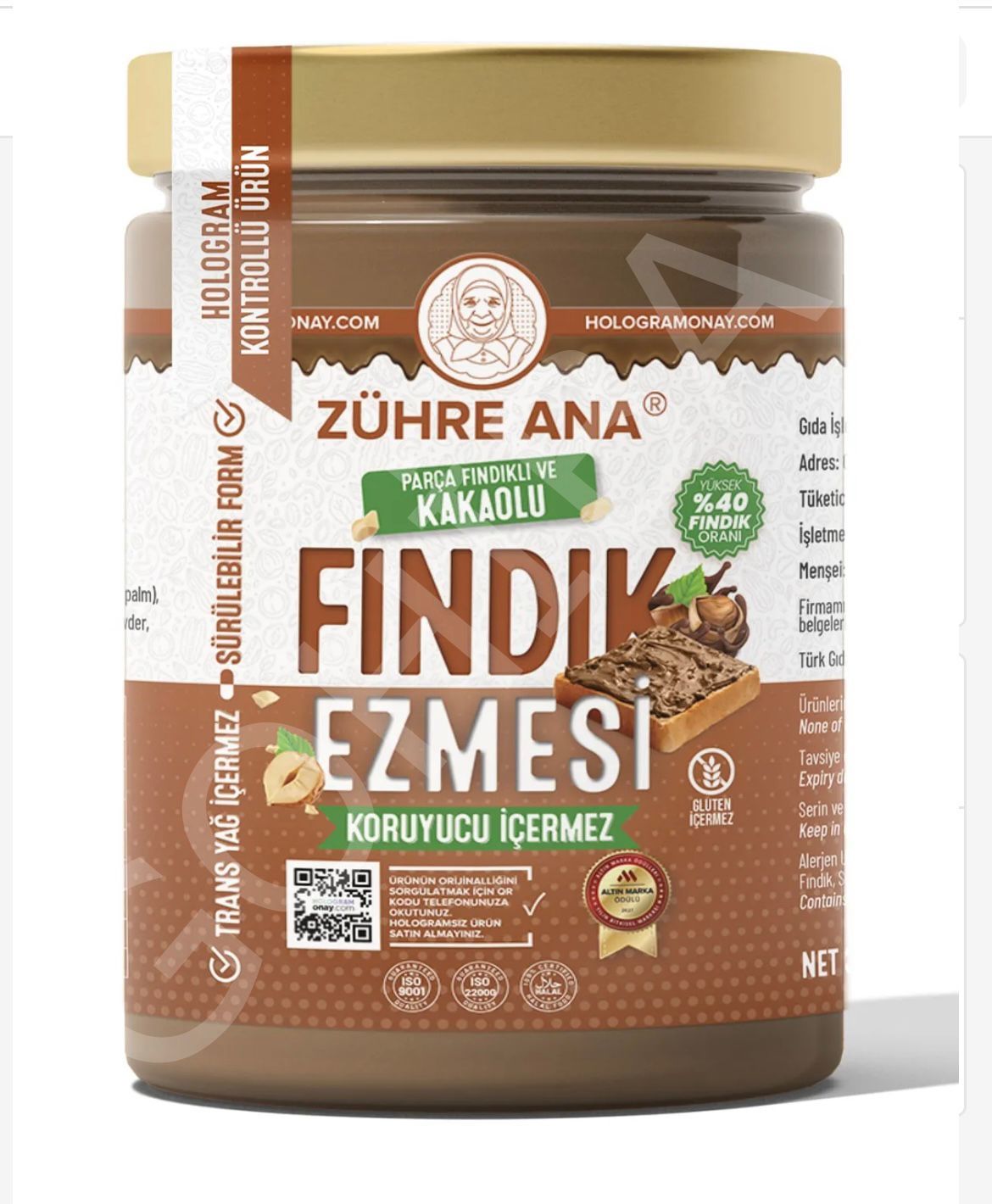 Fındık Ezmesi %40 Fındıklı  Fındık Parçacıklı Doğal Ürün Glutensiz
