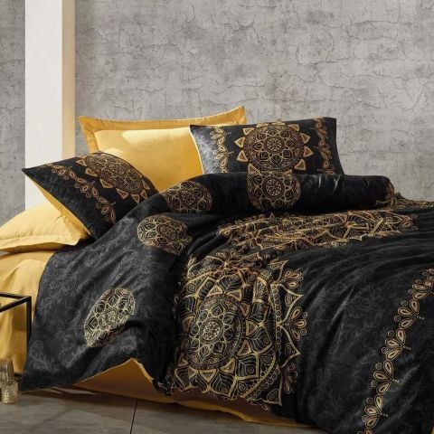 Cotton Box Saten Çift Kişilik Nevresim Takımı Alvina Gold