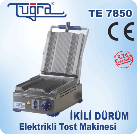 Tuğra TE-7850 8 Dilim İkili Döküm Elektrikli Dürüm Tost Makinası (Temizleme Fırçası Hediyeli)