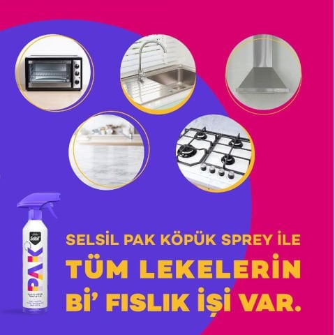 Selsil Pak Mucize Köpük Genel Temizleyici ( Mutfak,yağ v.b ) 500 ML Sprey