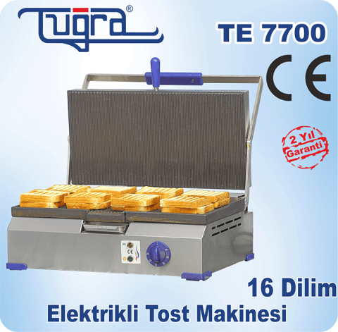 16 Dilim Döküm Elektrikli Sanayi Tipi Eko Tost Makinası Tuğra (Temizleme Fırçası Hediyeli)
