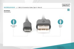 DIGITUS USB 2.0 Bağlantı Kablosu Type A - micro B M/M, 1 Metre