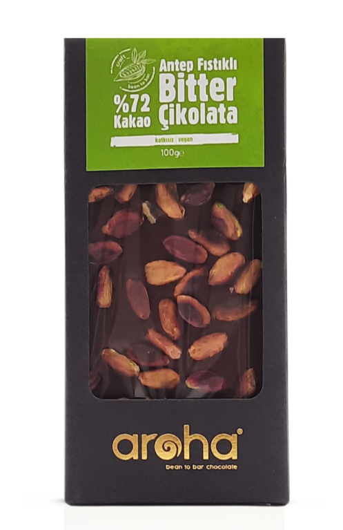 Aroha Antep Fıstıklı Bitter Çikolata %72 Kakao