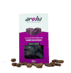 Aroha %85 Kakao Bitter Çikolata Kaplı Hurma Lokum , Rafine Şekersiz 150 g