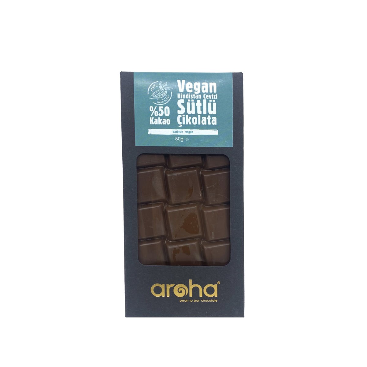 Aroha Vegan Hindistan Cevizi Sütlü Çikolata %50 Kakao 80 g