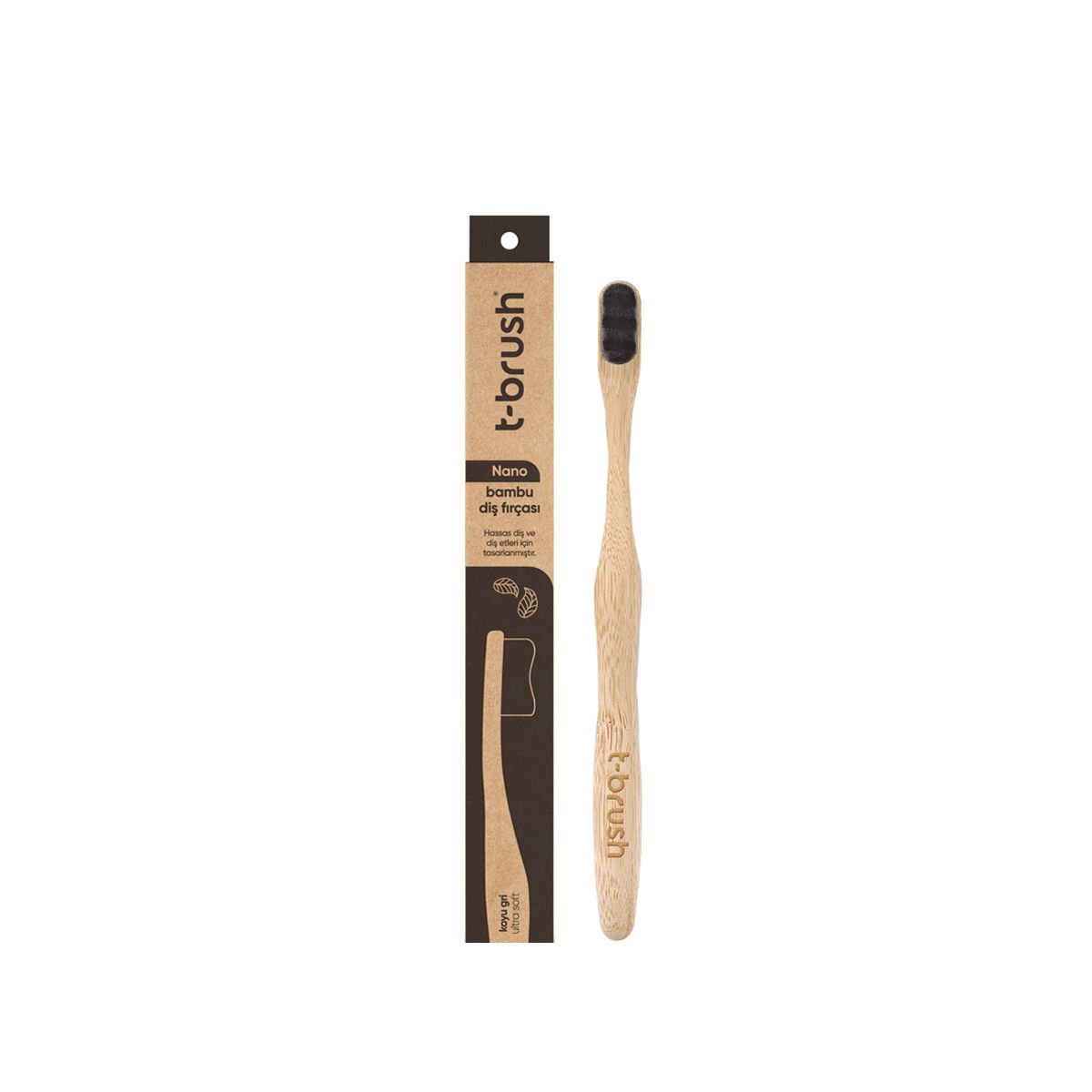 T-Brush Nano Bambu Diş Fırçası - Koyu Gri