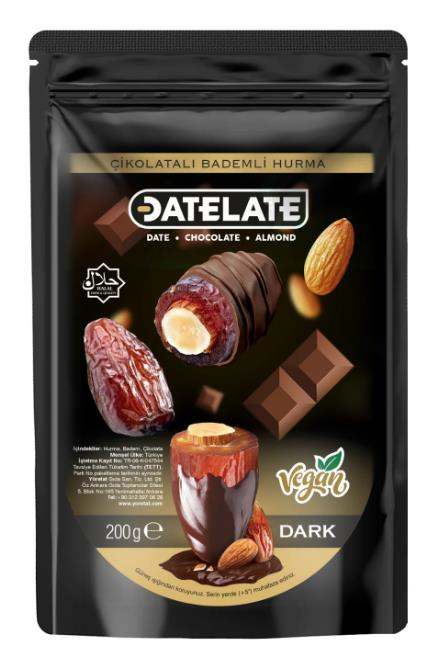 Datelate Vegan Çikolatalı Bademli Hurma Dark 200 g