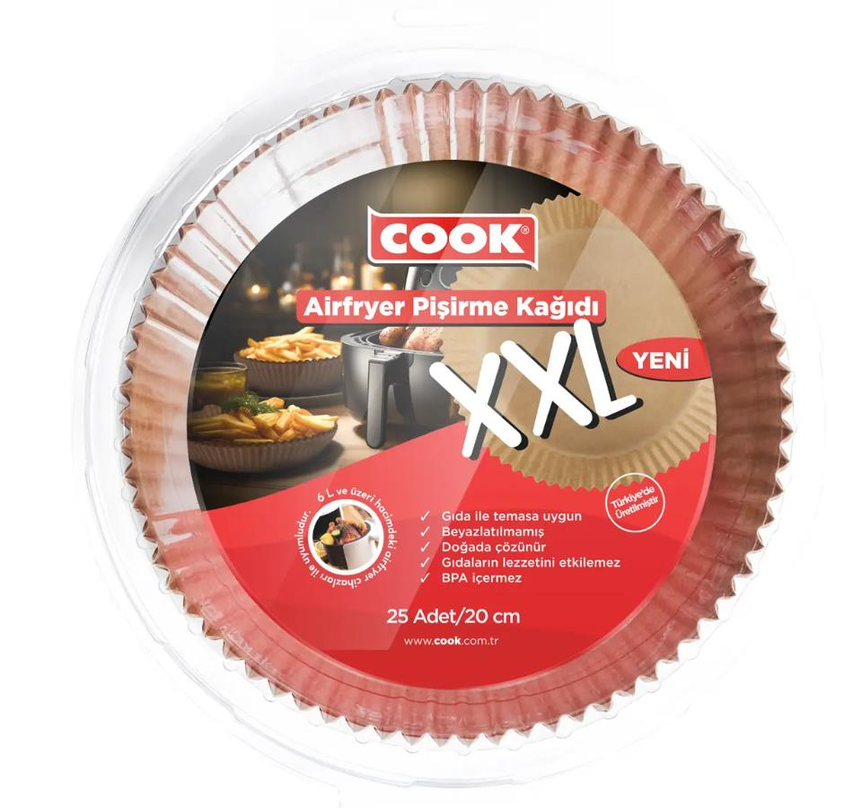 Cook Airfryer Pişirme Kağıdı XXL 20 cm /  25 Adet