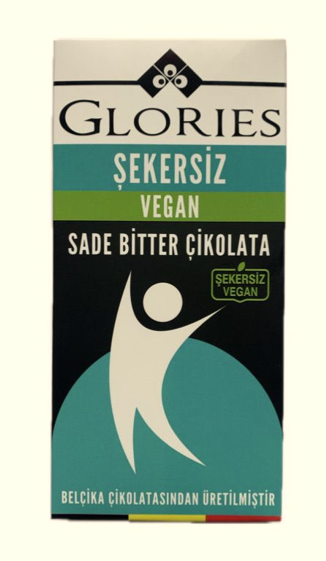 Glories Şekersiz Vegan Sade Bitter Çikolata 45 g