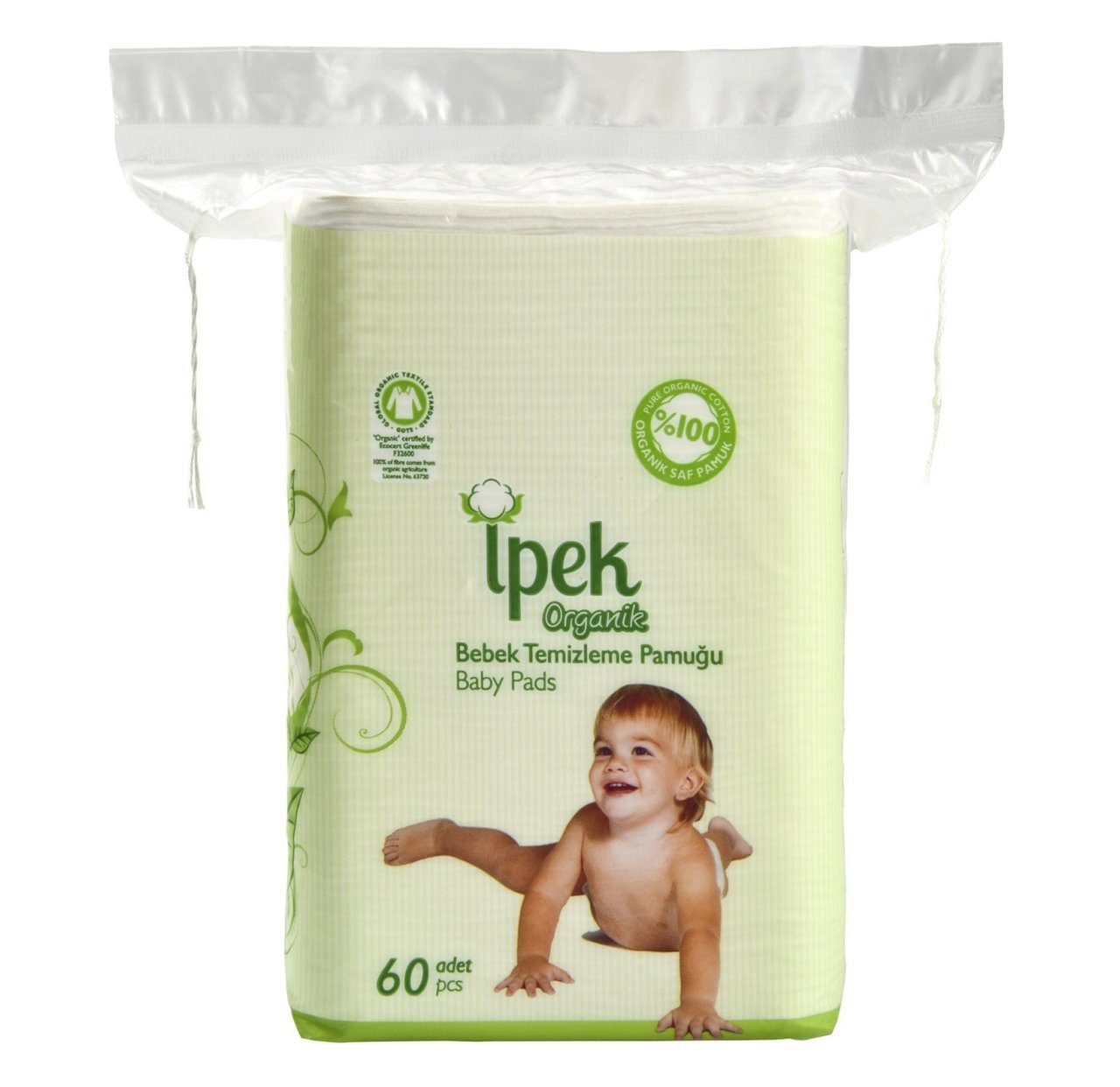 İpek Organik Bebek Temizleme Pamuğu 60 Adet
