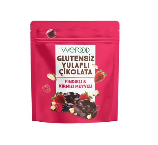 Wefood Glutensiz Yulaflı Çikolata Fındıklı ve Kırmızı Meyveli 40 g
