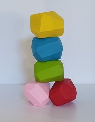 Tumi Ishi Ahşap Bloklar 5'li renkli Set (waldorf) Denge oyunu KırtKırt Ahşap