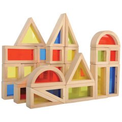 Ahşap Renkli Bloklar 24 parça - Rainbow Block Waldorf Montessori Doğal Oyuncak