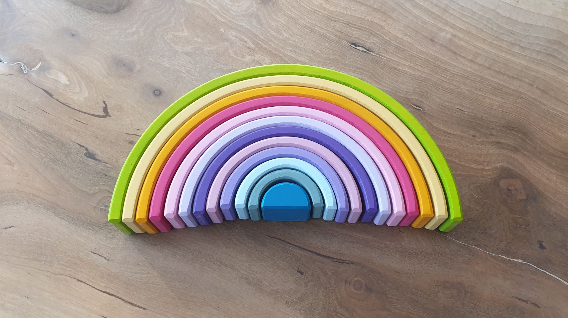 KırtKırt Ahşap | Waldorf Gökkuşağı | Pastel 12 Parça | 0-6 Yaş