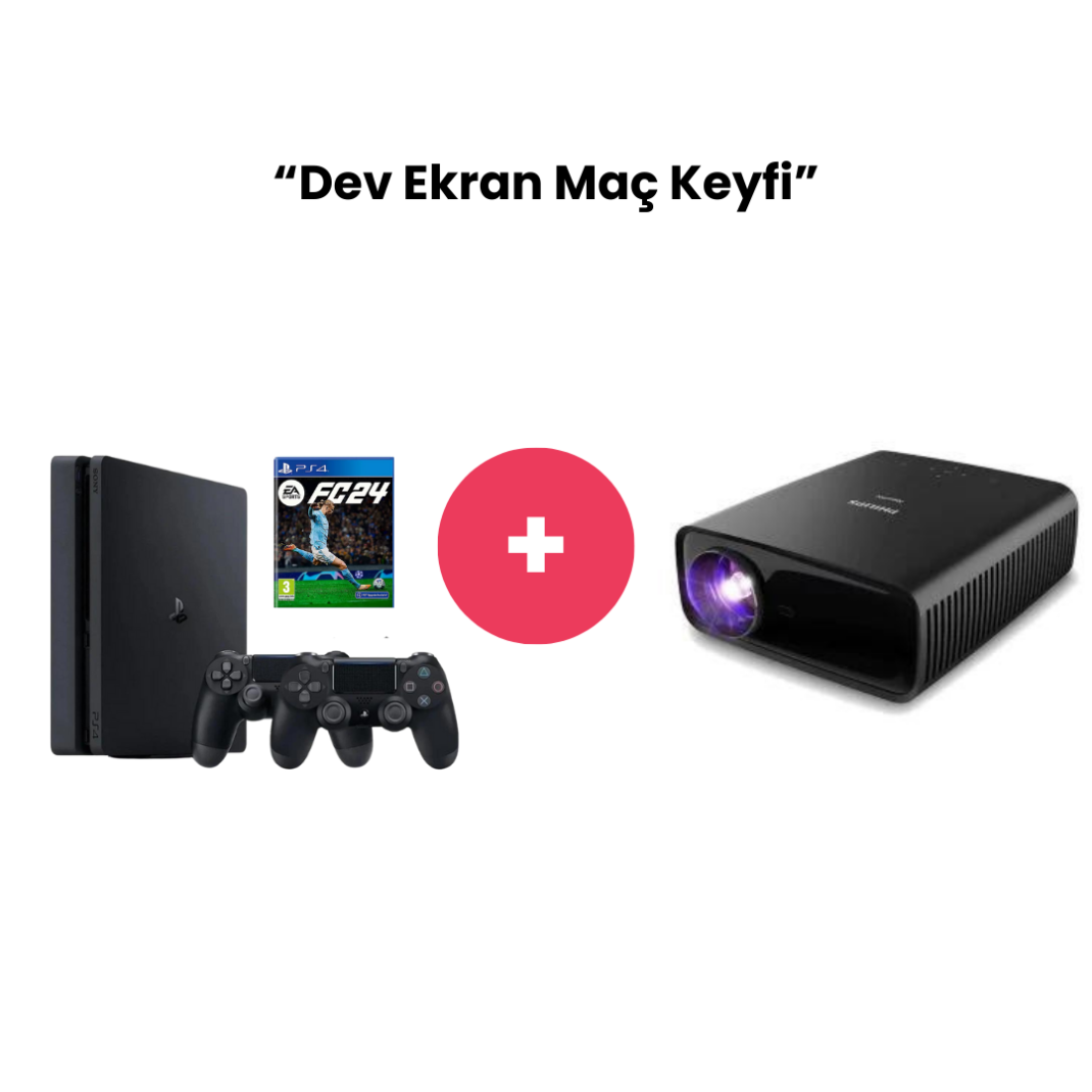 Dev Ekran Maç Keyfi Paketi (PlayStation 4 + FC24 + PHILIPS Neopix 320 Projeksiyon Cihazı)