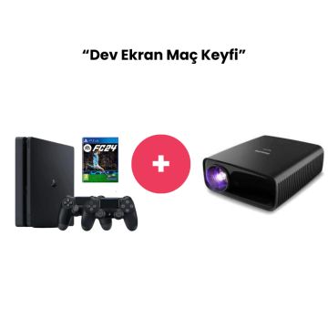 Dev Ekran Maç Keyfi Paketi (PlayStation 4 + FC24 + PHILIPS Neopix 320 Projeksiyon Cihazı)