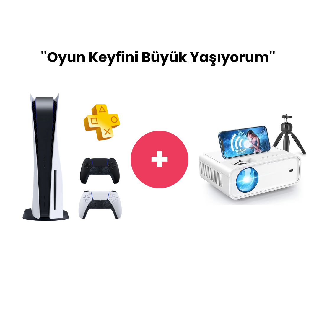 ''Oyun Keyfini Büyük Yaşıyorum'' (Playstation 5 Digital Edition Oyun Konsolu + Vankyo Sunspark 500w 1080p Projeksiyon Cihazı)