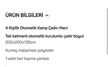 4 Kişilik Çadır