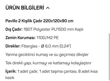 2 Kişilik Çadır