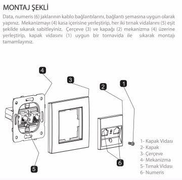 Viko Artline Novella İkili Nümeris Telefon Prizi (2 x CAT3) Mekanizma + Kapak