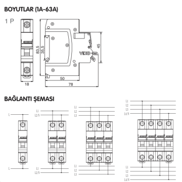 Viko Toptan 1x25A 4.5kA B Tipi Otomatik Sigorta 120'li Paket 4VTB-1B25
