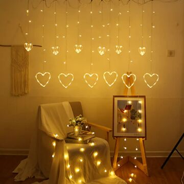 Animasyonlu Kalp ve Love Set Led Yılbaşı Perde Süsü 60-90 Cm 3 Metre Kalp ve Love Set Ledli Yılbaşı Süsü SNC-618