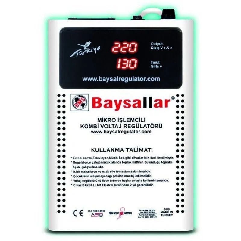 Baysallar Kombi Voltaj Regülatörü Alüminyum Sargılı Monofaze 0,5Kva 130/260V BKR500