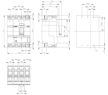 Siemens 88-125a 4 Kutuplu Termik Ayarlı Kompakt Güç Şalteri 3VA1112-4EE46-0AA0