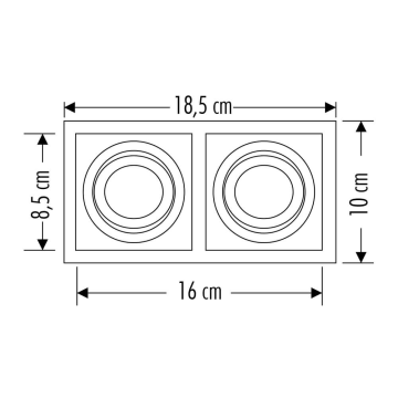 Cata Pars İkili Kare Beyaz Siyah Dekoratif Boş Kasa Spot ct-5227