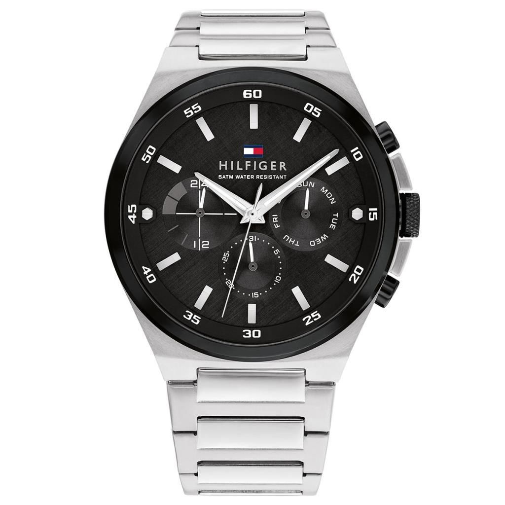 Tommy Hilfiger TH1792087 Quartz Çelik Gri Siyah Kadran 46 mm Erkek Kol Saati