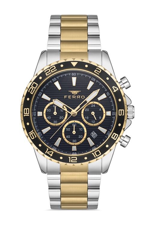 Ferro 44 mm Sarı ve Gümüş Çelik Kordon Erkek Kol Saati FM31927A-D2 FM31927A-D2