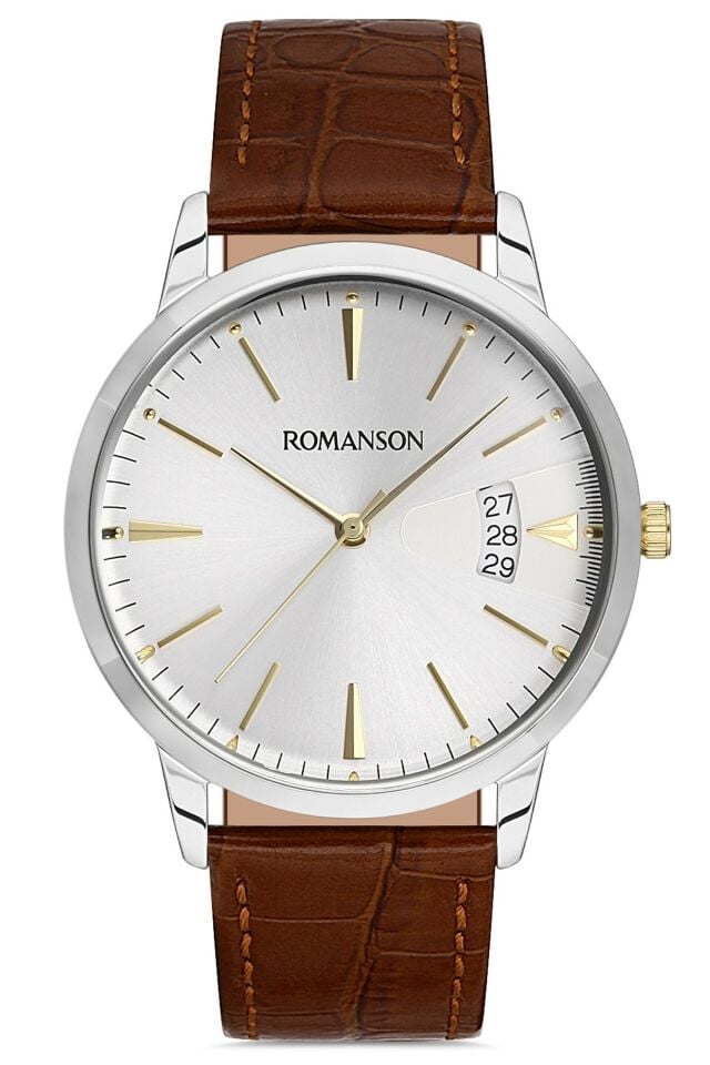 Romanson TL4201MM1CAS1G Quartz Deri Kahverengi Gri Kadran 42 mm Erkek Kol Saati