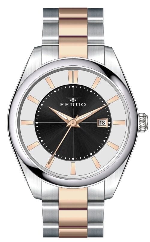 Ferro 42 mm Rose ve Gümüş Çelik Kordon Erkek Kol Saati F11239A-E2 F11239A-E2