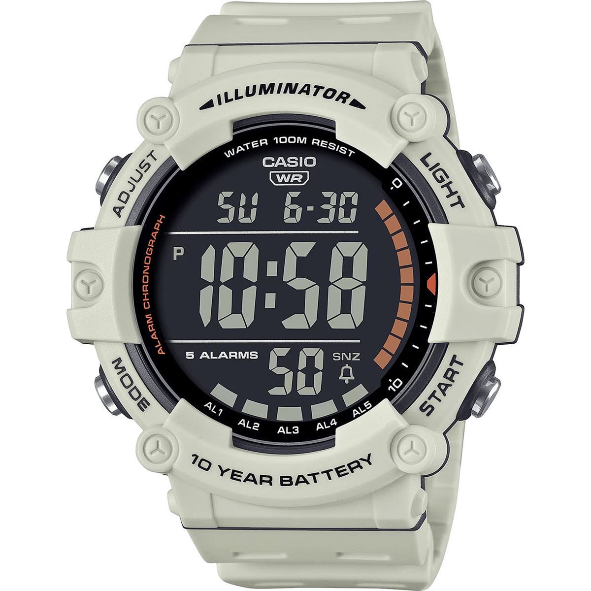 Casio AE-1500WH-8B2VDF Quartz Dijital Silikon Krem 51 mm Erkek Kol Saati