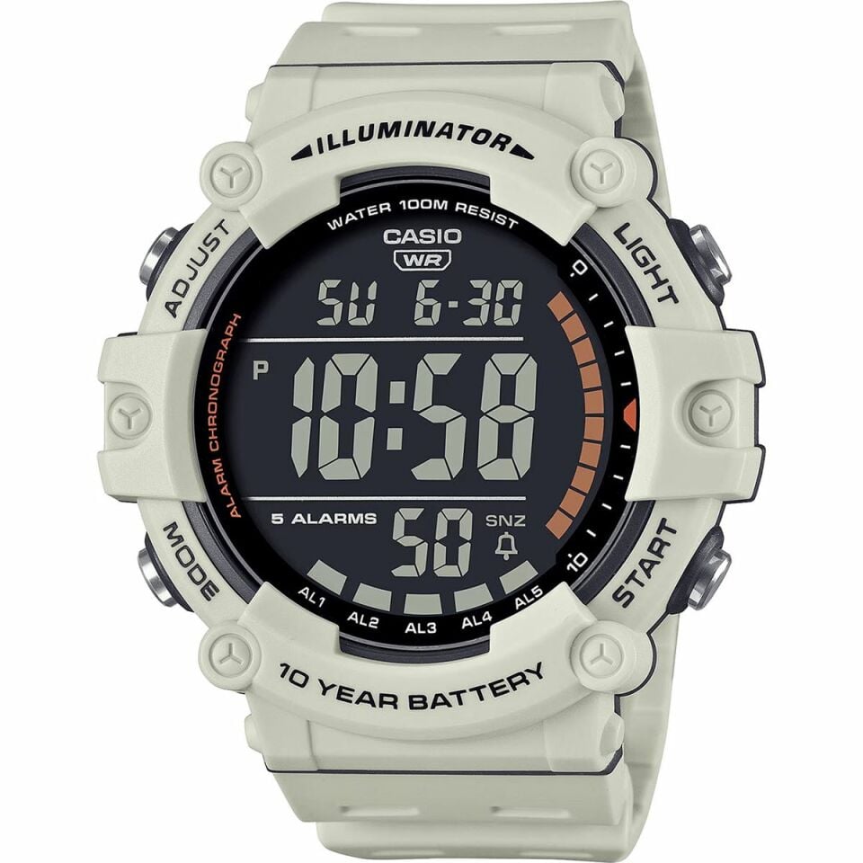Casio AE-1500WH-8B2VDF Quartz Dijital Silikon Krem 51 mm Erkek Kol Saati