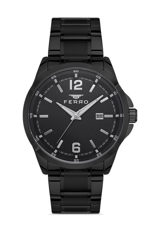 Ferro F11313A-G Çelik Siyah 43 mm Erkek Kol Saati
