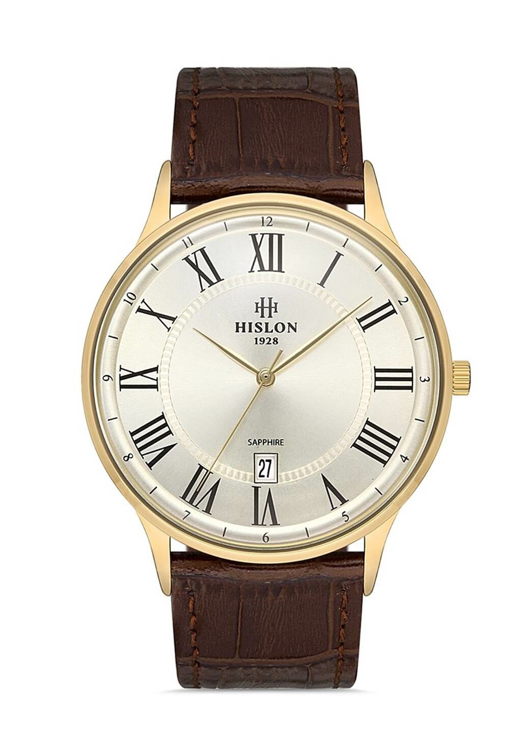 Hislon CL123G-08KG Japon Analog Deri Kahverengi 42 mm Erkek Kol Saati