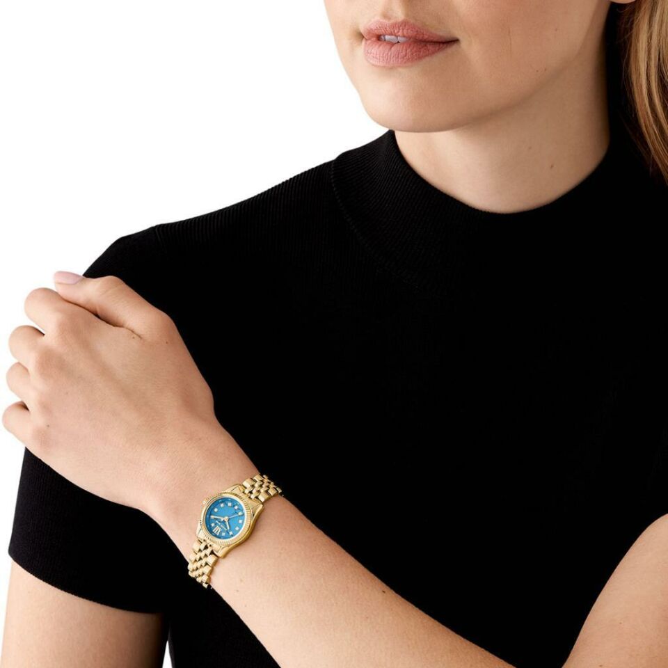 Michael Kors MK4813 Quartz Çelik Altın Rengi Mavi Kadran 26 mm Kadın Kol Saati