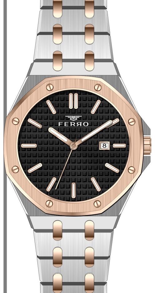 Ferro 42 mm Rose ve Gümüş Çelik Kordon Erkek Kol Saati F11290A-E2 F11290A-E2