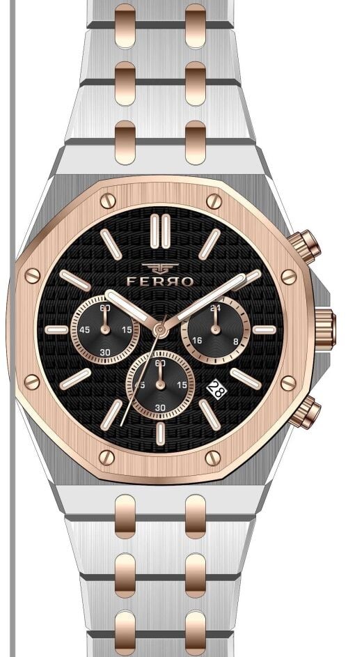 Ferro 42 mm Rose ve Gümüş Çelik Kordon Erkek Kol Saati FM31311A-E2 FM31311A-E2