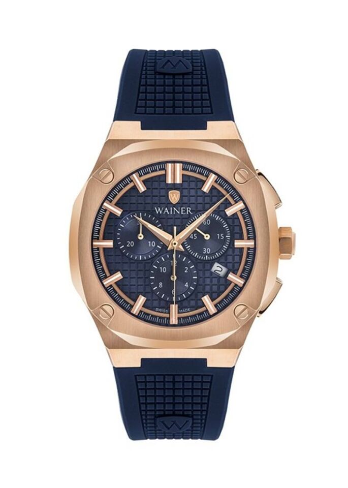 Wainer WA.10200-E Quartz Swiss Made Silikon Lacivert Kronolu Erkek Kol Saati
