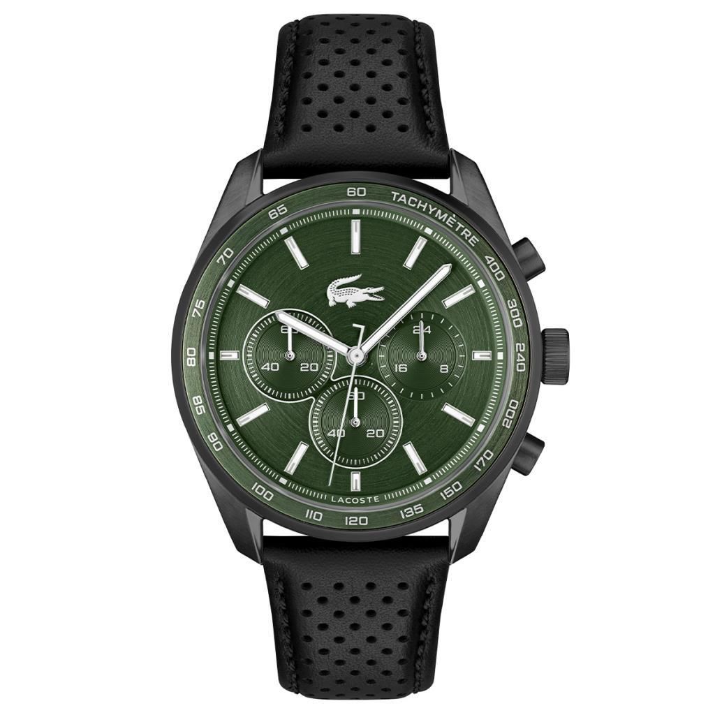 Lacoste 2011345 Quartz Deri Siyah Yeşil Kadran 42 mm Erkek Kol Saati