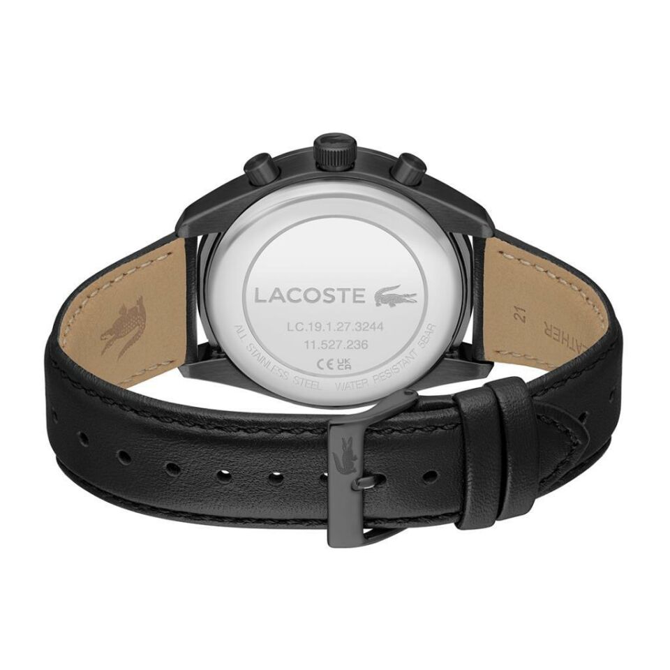 Lacoste 2011345 Quartz Deri Siyah Yeşil Kadran 42 mm Erkek Kol Saati