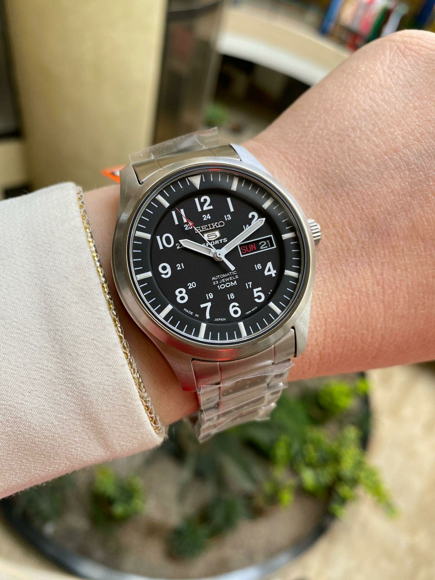 Seiko 5 Japan SNZG13J1 Otomatik Çelik Gri Siyah Kadran 10 ATM 42 mm Erkek Kol Saati